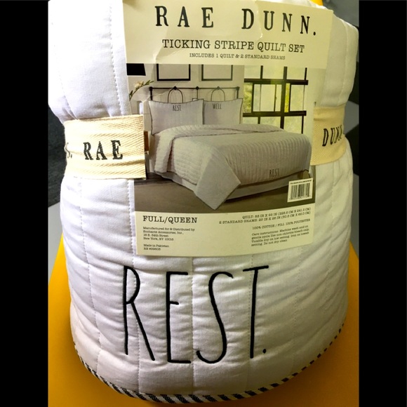 Rae Dunn Bedding Rae Dunn Fullqueen Rest Cotton Quilt Set New Poshmark